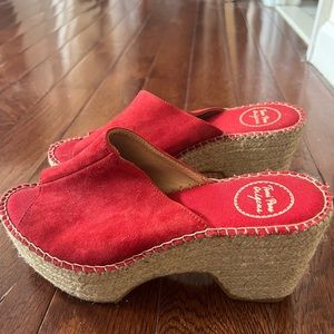Red Open Toe Wedge Espadrilles from Barcelona (3inch platform) Size 39